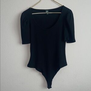 Wild Fable Black Puff Sleeve Bodysuit